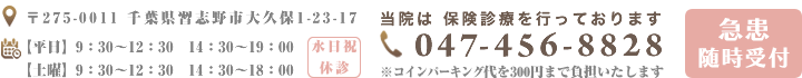 〒275-0011 千葉県習志野市大久保1-23-17　047-456-8828